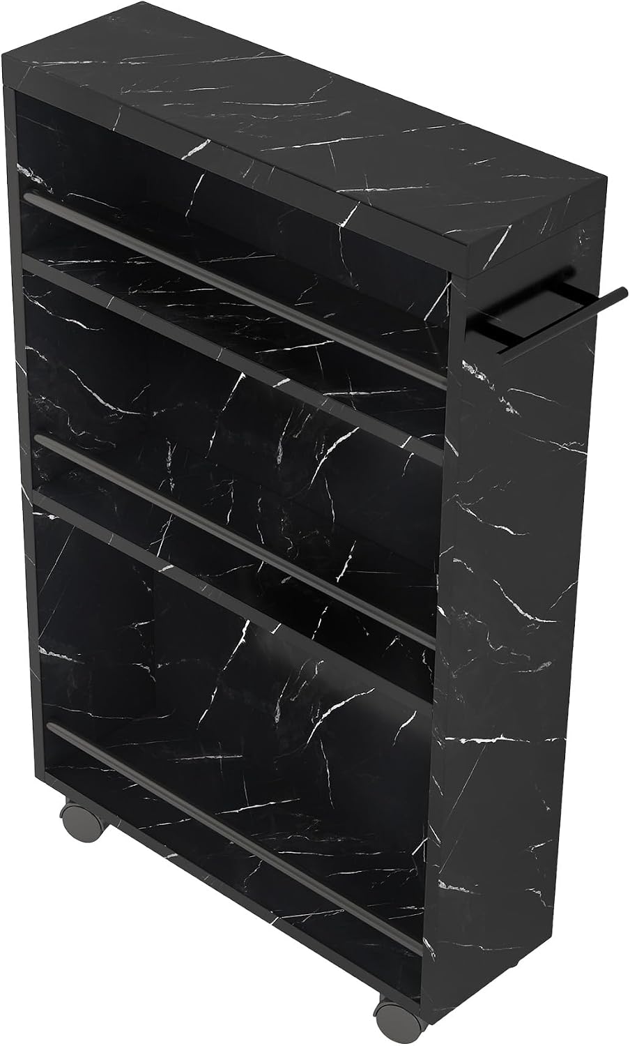 Tribesigns Slim Storage Cart, Rolling Narrow Kitchen Cart on Wheels for Small Place, 4-Tier Slide Out Slim Utility Cart Skinny Laundry Cart with Handle for Kitchen, Bathroom, Laundry