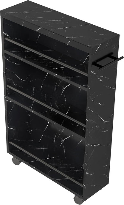 Tribesigns Slim Storage Cart, Rolling Narrow Kitchen Cart on Wheels for Small Place, 4-Tier Slide Out Slim Utility Cart Skinny Laundry Cart with Handle for Kitchen, Bathroom, Laundry