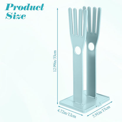 2 Pcs Kitchen Glove Holder, Kitchen Glove Stand Holder Plastic Glover Drying Dryer Rack, Reusable Rubber Dishwashing Gloves Clothes Drying Rack for Dish Gloves and Rags Towel Storage Tool(Blue)