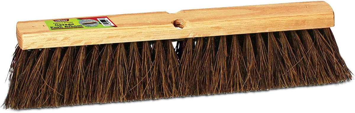 Push Broom Indoor and Outdoor Floor Sweep Use, 18 Inch, Heavy Duty Hardwood Block, Palmyra Bristles Scrub Brush, Cleaning Broom for Patio Garage, Deck, Or Home Use