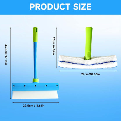 Recyclable Silicone Window Squeegee Kit – 3-in-1 Glass Cleaning Tool with Microfiber Scrubber for Windows, Shower, Mirrors, Doors & Cars (1 Set, Green)