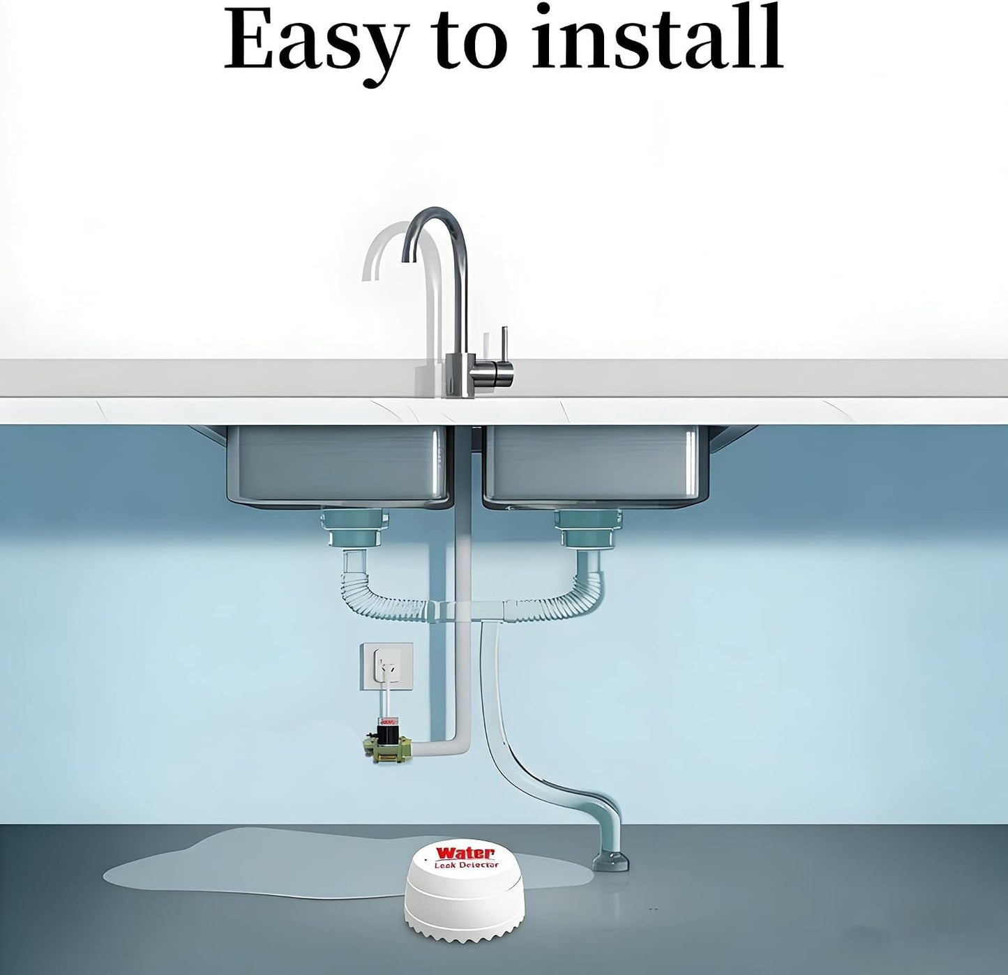 Mengshen 4 Pack WiFi Water Leak Detector 100dB Alarm Place Anywhere Leak Sensor for Bathroom Kitchen Under Sink Battery Operated