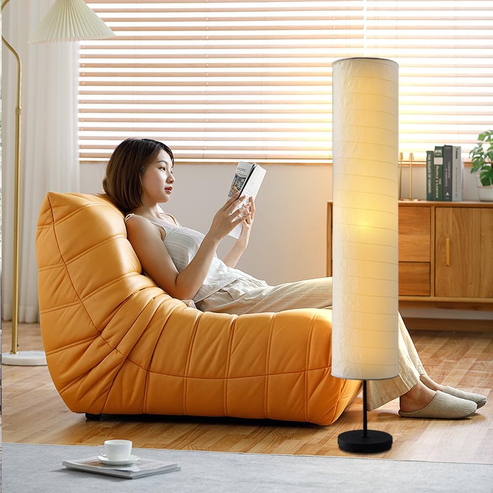 Paper Floor Lamp, Floor Lamps, Paper Standing Lamp, Room Decoration Festival Lantern Light for Bedroom Dresser Living Kids Room Dorm Coffee (White, 46inch)