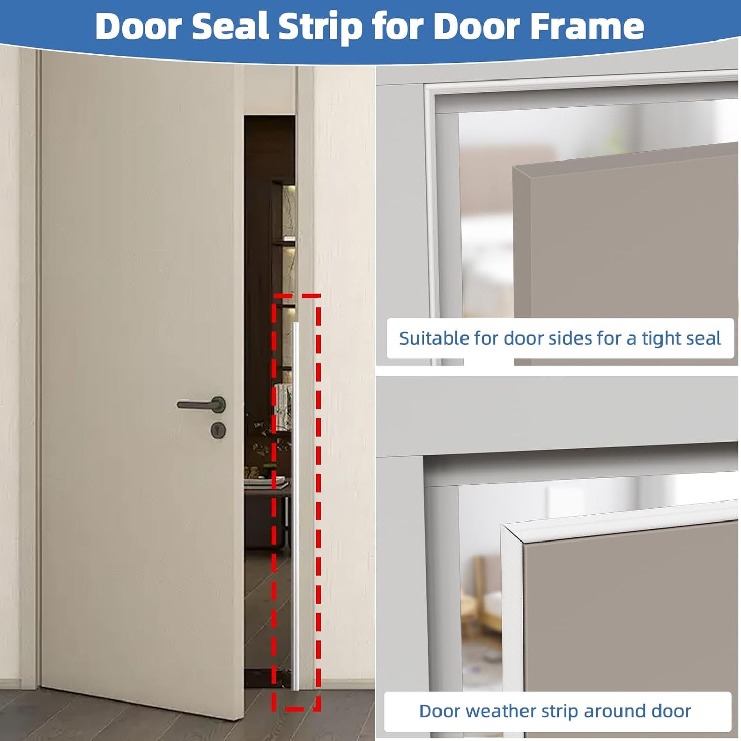 118”Wedge Weather Stripping Door Seal Strip for Door Frame,Self-Adhesive Window Insulation for Winter,Dark Foam Gap Filler for Light Noise Blocker,Front Exterior Door Side Draft Stopper,White
