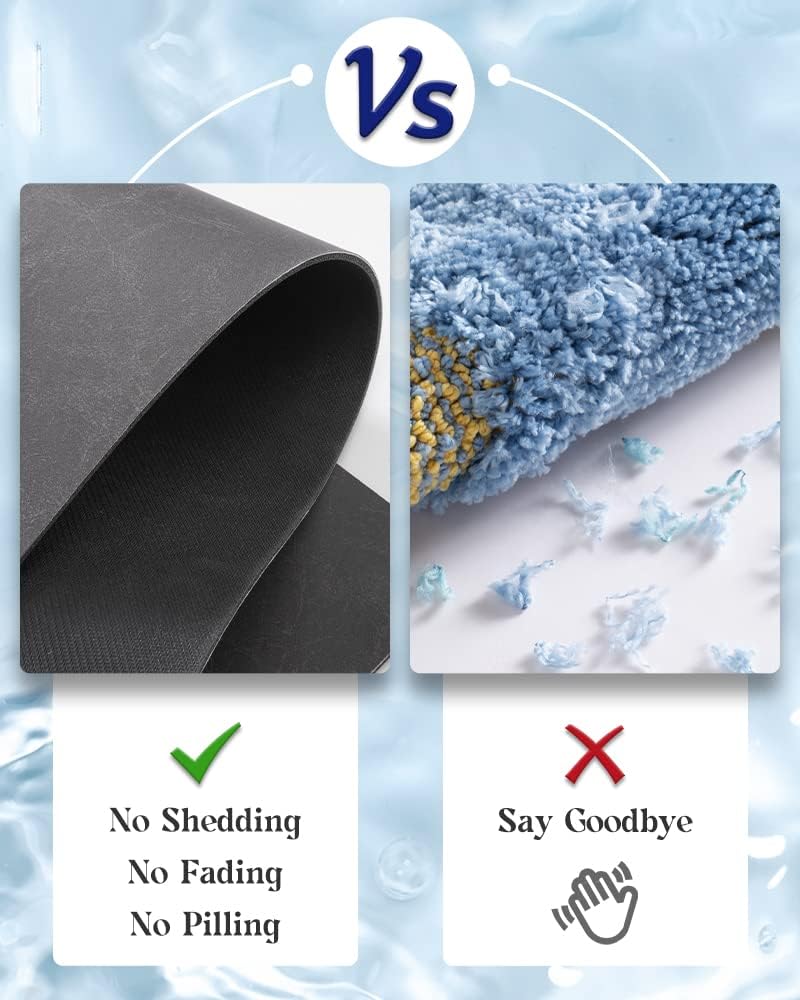 MontVoo -Bath Mat-Rubber Backing Non SlipThin Bathroom Rugs Fit Under Door- Quick Dry Absorbent Faux Suede Surface Grey Bathroom Floor Mats-Shower Rug for in Front of Bathtub Shower Gray 16x24