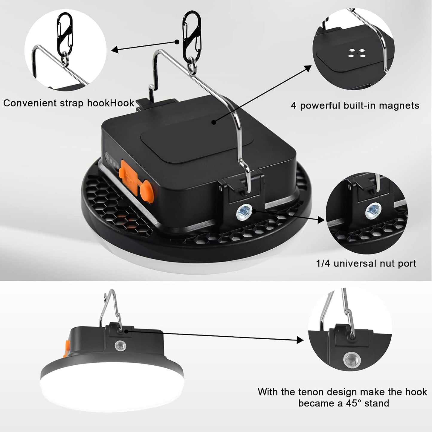 4000LM Flashlight Portable LED Camping Lantern Light 30W with Digital Display and Magnet , IPX5 Waterproof Tent Lights Light for Parents Christmas Gift