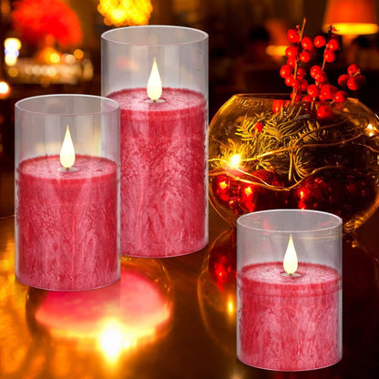 Flameless Flickering Battery Operated Candles D2.2''*H4 5" 6" 7" 8" 9" Set of 9 Ivory Real Wax Pillar LED Candles with 10-Key Remote and Cycling 24 Hours Timer (Ivory)