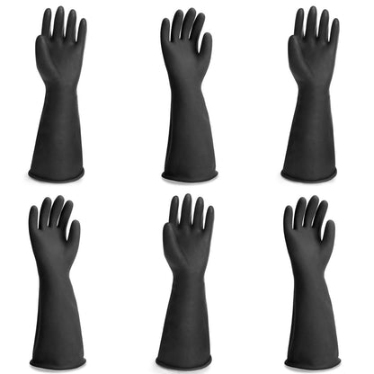 Black Rubber Gloves Extra Large, 22" Long Chemical Resistant Gloves, Waterproof Reusable Dishwashing Household Cleaning Safety Work Heavy Duty Industrial Rubber Glove, 1 Pair XXL