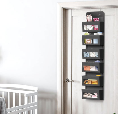 Simple Houseware 6 Clear Window Pocket Over Closet Door Storage Hanging Organizer for Bedroom, Bathroom, Pantry, Beige