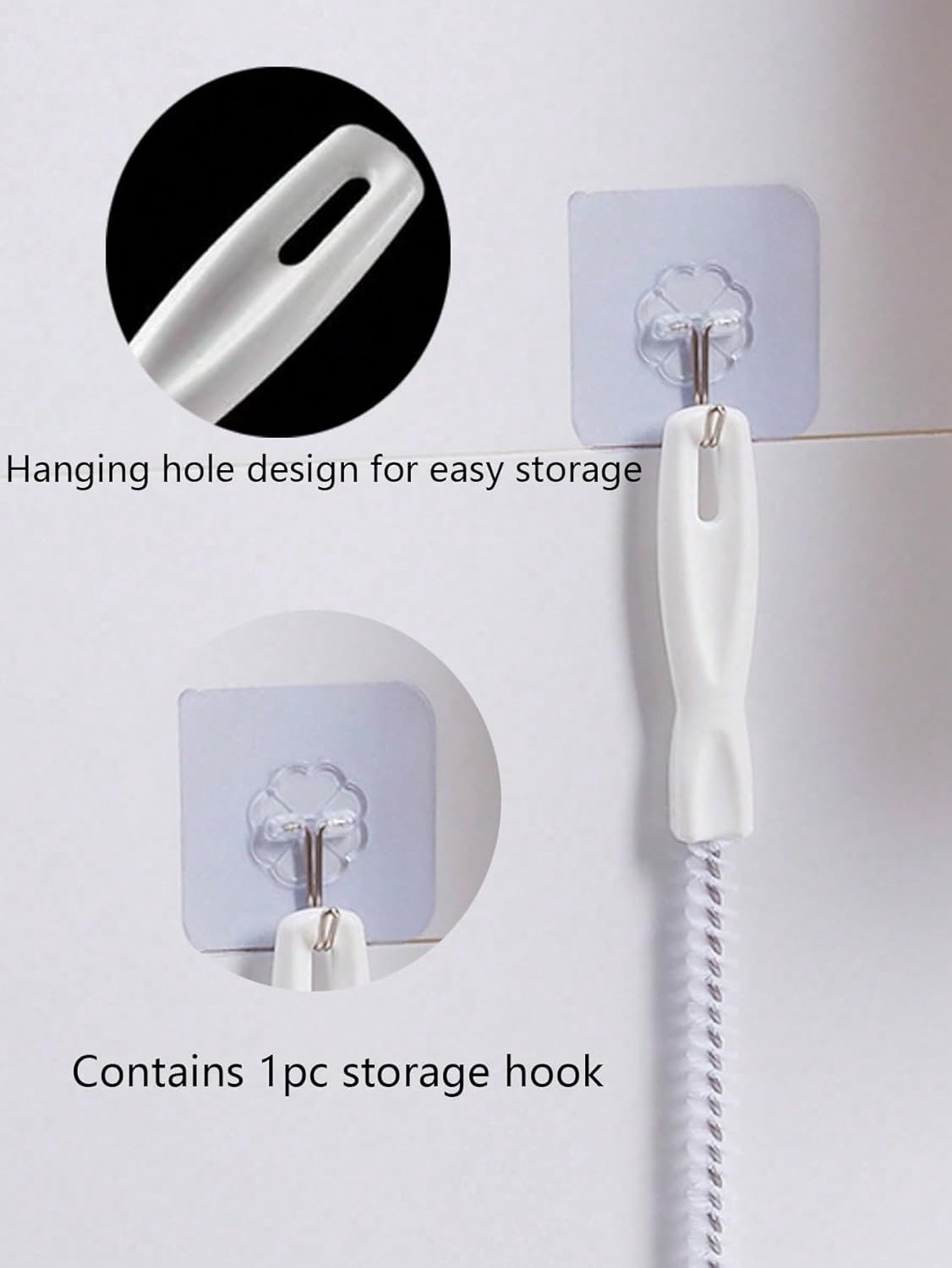 3 Pcs Flexible Plastic Drain Clog Remover Tool Kit 25 Inch Hair Snake Catcher with Long Pipe Cleaning Brush for Bathroom Sink Bathtub Shower Kitchen Plumbing Relief (White)
