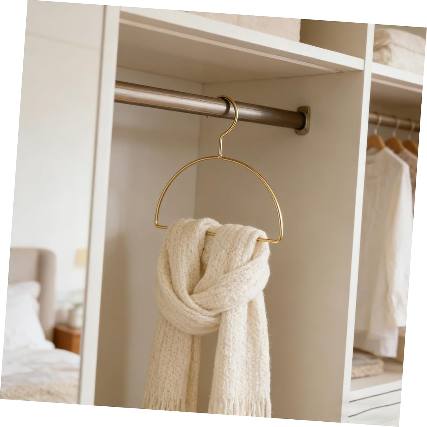 VOSAREA 5pcs Semi-Circle Wall-Mounted Laundry Hanging Rack Set, Gold Metal Clothes Drying Stand for Scarves, Towels, and Garments Storage in Laundry Room
