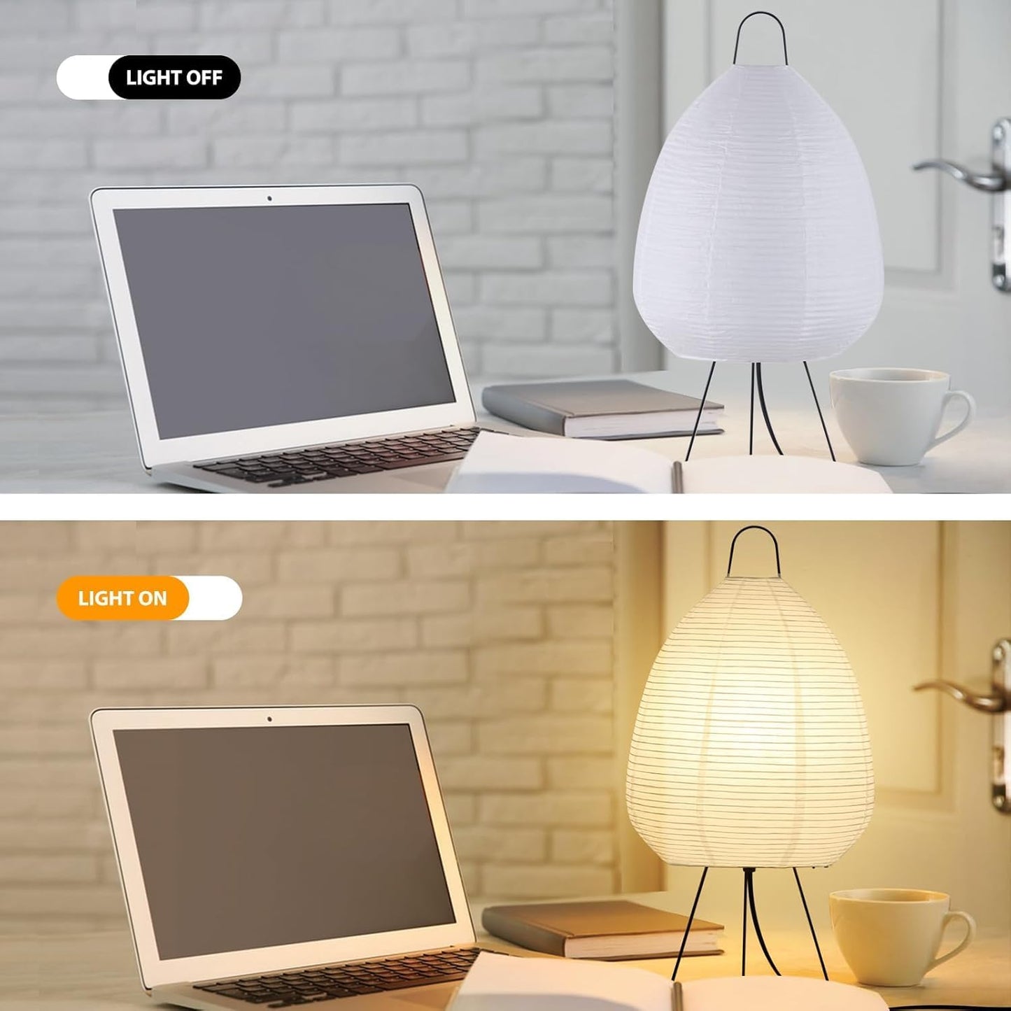 Dimmable Japanese Rice Paper Lantern Lamp,able Paper Lamp, Paper Floor Lamp Style Design for Bedroom/Living Room/Office Soft Light, Warm Light Paper Table Lamp, Ideal for Bedside Table Lamp and Floor