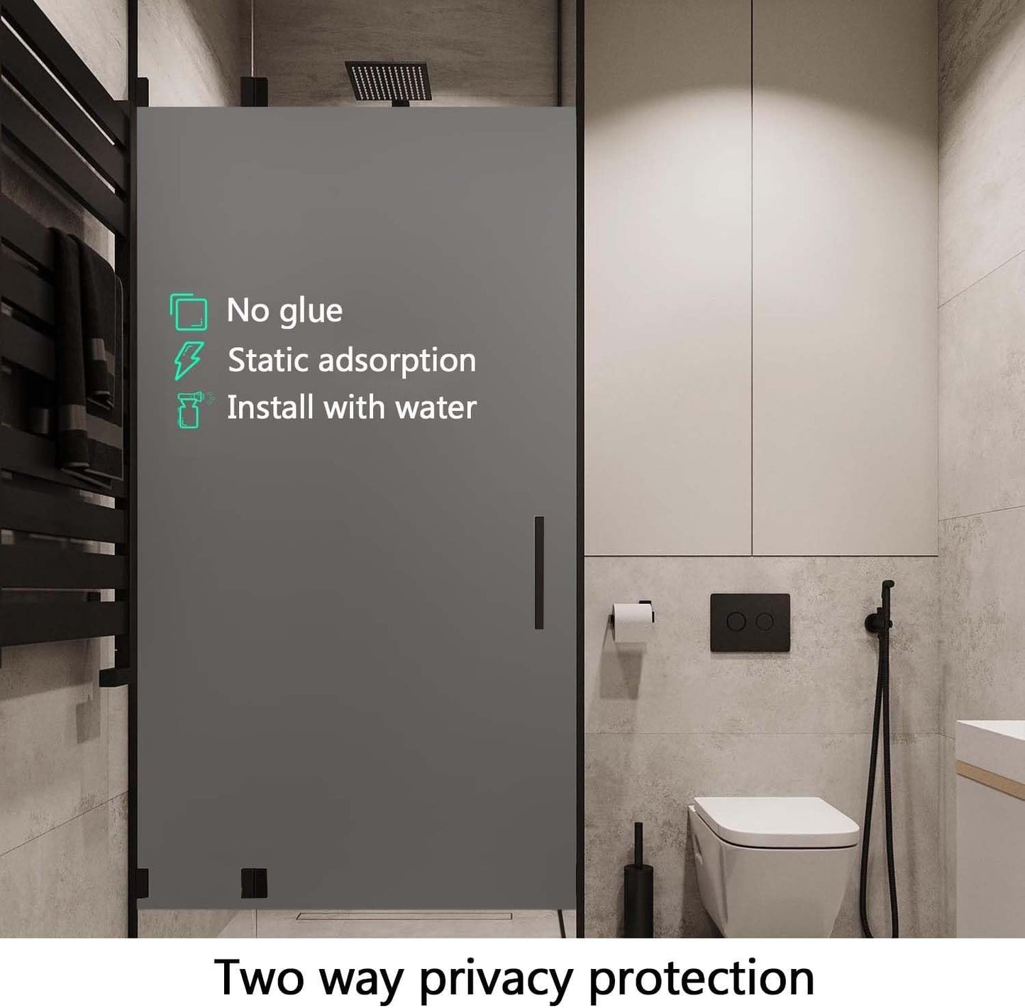 Frosted Window Film, Removable Glass Door Privacy Film, Suitable for Bathrooms, Offices, Static Cling Decorative Film, Reusable Window Stickers (Pure, 17.5X78.7 Inch)