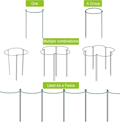 HiGift Plant Support Stakes, 6 Pack Metal Peony Cages and Supports, Garden Stakes Plant Support Cage, Large Plant Support Ring for Outdoor Indoor Snake Plant Peony Rose Flowers Vine (10" W x 15.8" H)