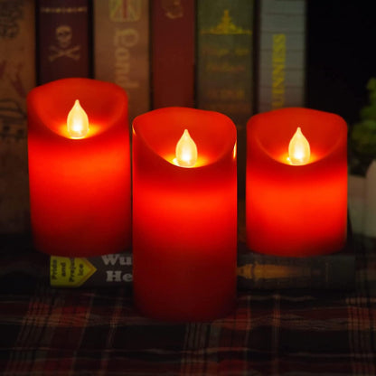 Flameless Flickering Battery Operated Candles D2.2''*H4 5" 6" 7" 8" 9" Set of 9 Ivory Real Wax Pillar LED Candles with 10-Key Remote and Cycling 24 Hours Timer (Ivory)