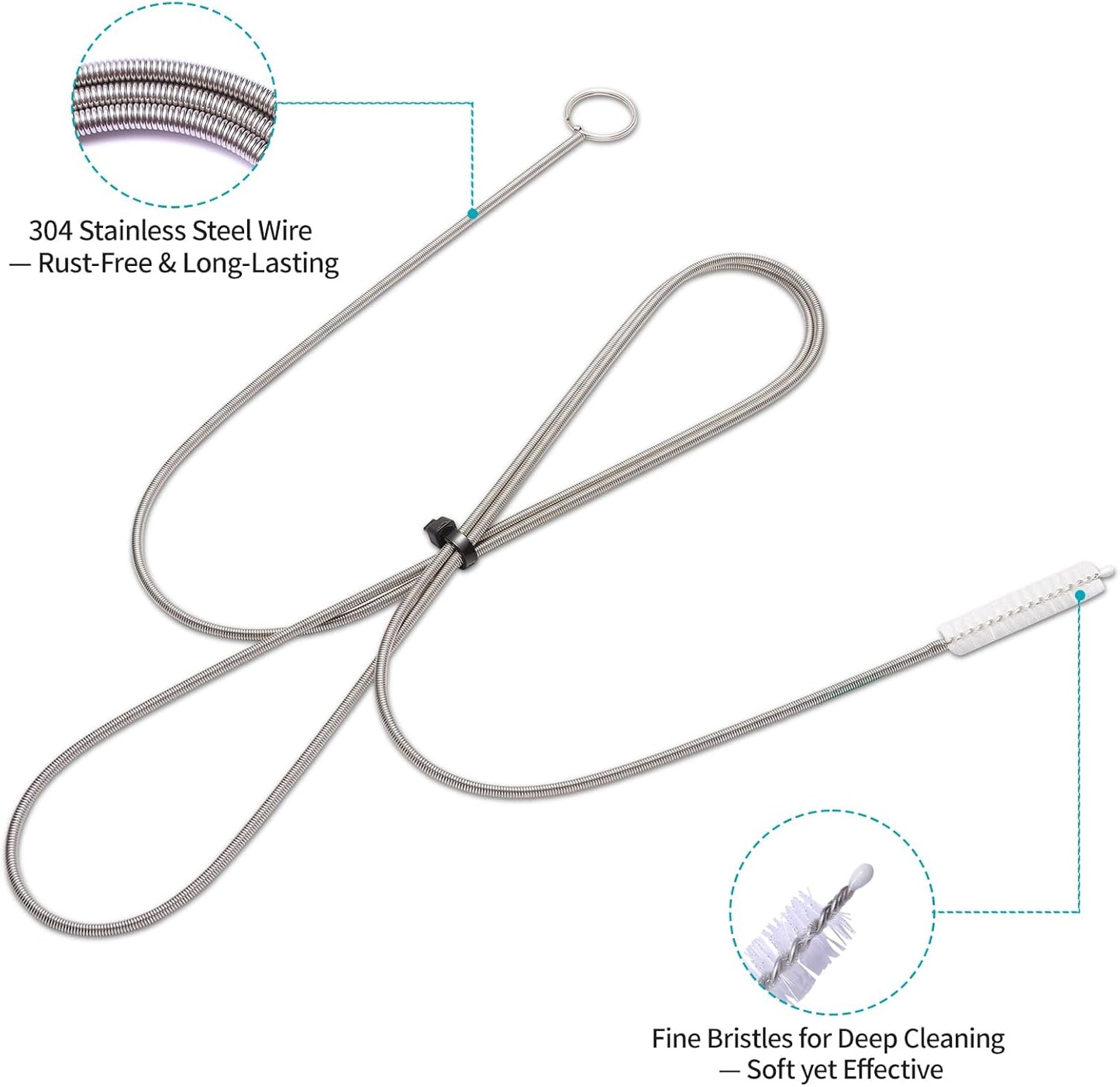 Upgrade 2 Packs Extra Long Drain Cleaners Brush, 64 Inches Flexible Sunroof Drain Cleaning Brush Tool, Premium Tube Cleaner for Dishwasher Drain Hose, Bathroom
