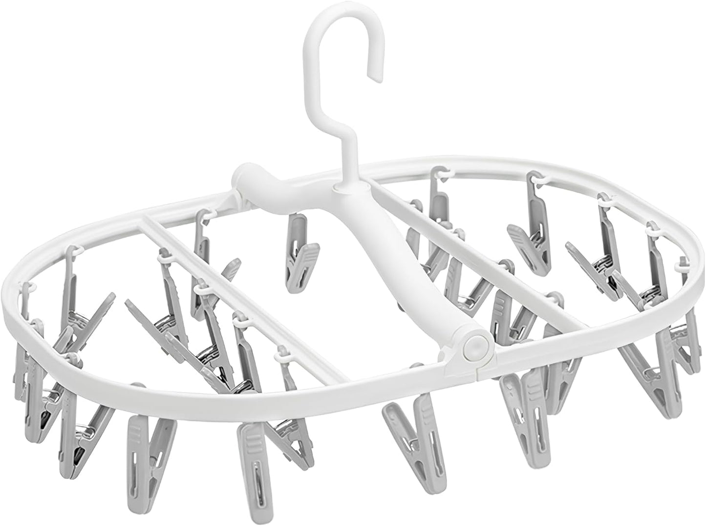 Plastic PP Drying Hanger, Anti-Rusty Drying Rack for Clothes, Socks, Lingeries, Delicates, Drying Hanger with 32 Clips for Baby Clothes, Towels