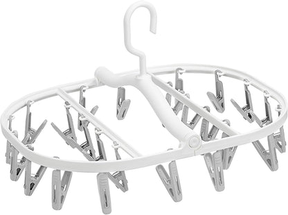 Plastic PP Drying Hanger, Anti-Rusty Drying Rack for Clothes, Socks, Lingeries, Delicates, Drying Hanger with 32 Clips for Baby Clothes, Towels