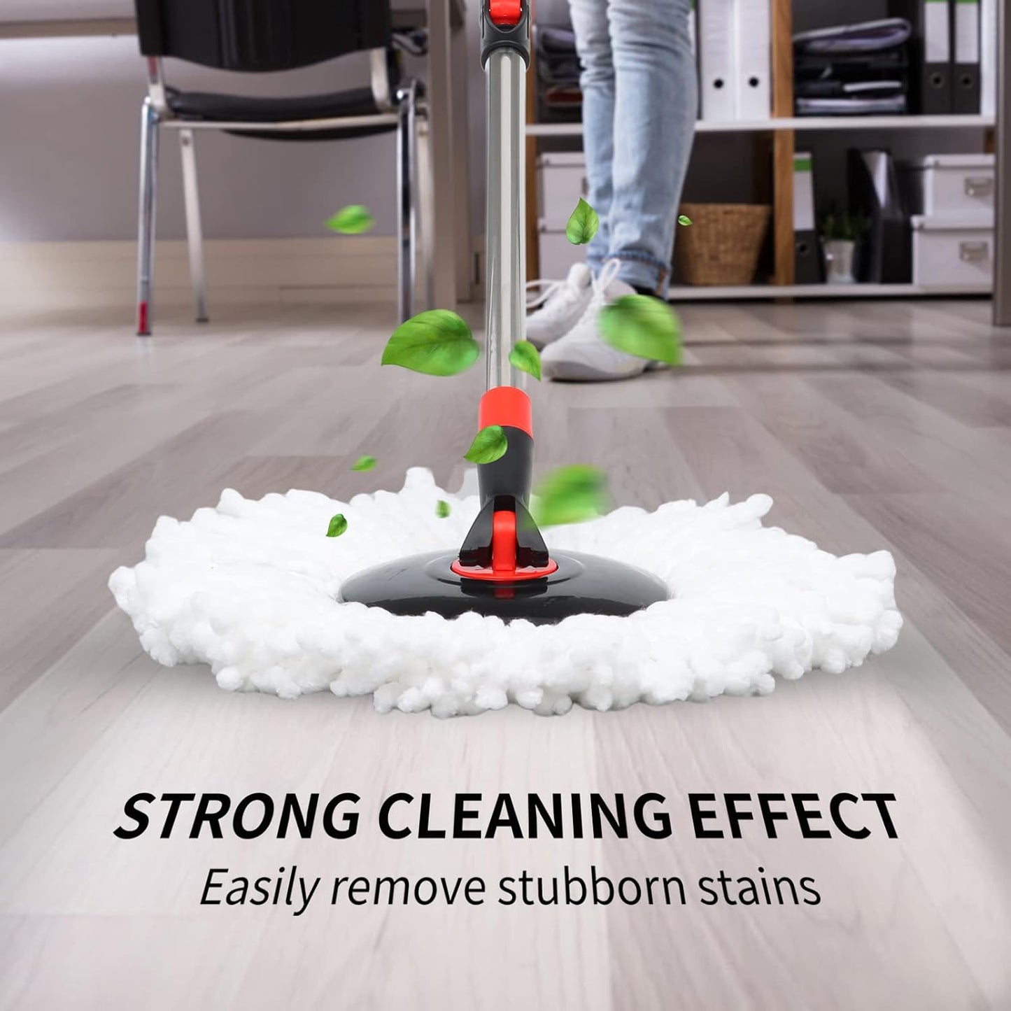 Mop and Bucket Set, 360° Spin Mop and Bucket with Wringer Set and 3 Microfiber Mop Refills, Stainless Steel 61" Extended Handle Spinning Mop Bucket System for Floor Cleaning