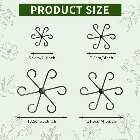 Kunjocy 4 Pcs Black Plastic Plant Stem Supports, Assorted Sizes, Indoor/Outdoor, Climbing Plant Trellis Stakes Holder for Monstera Potted Plant