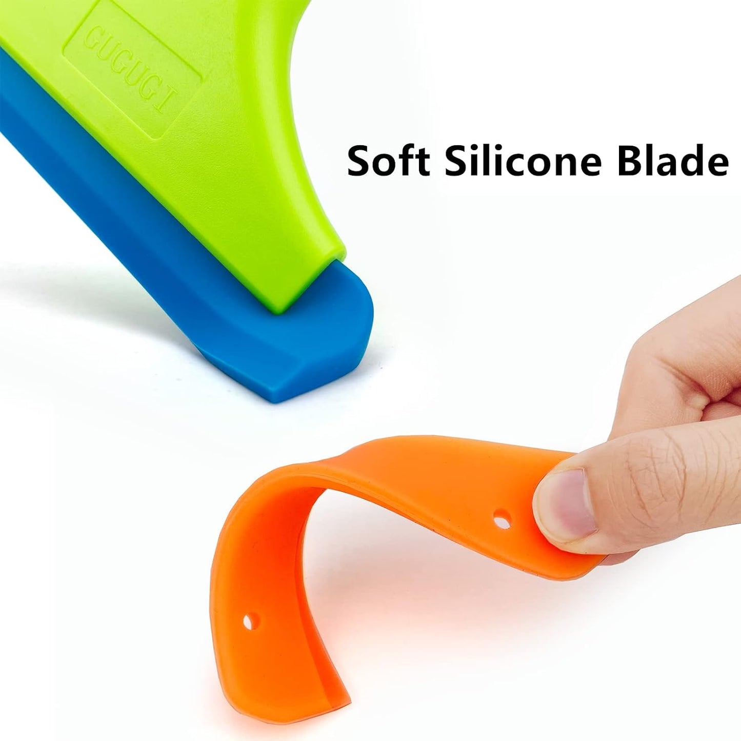 Super Flexible Silicone Squeegee, Auto Water Blade, Water Wiper, Shower Squeegee, 5.9'' Blade and 7.5'' Long Handle, for Car Windshield, Window, Mirror, Glass Door