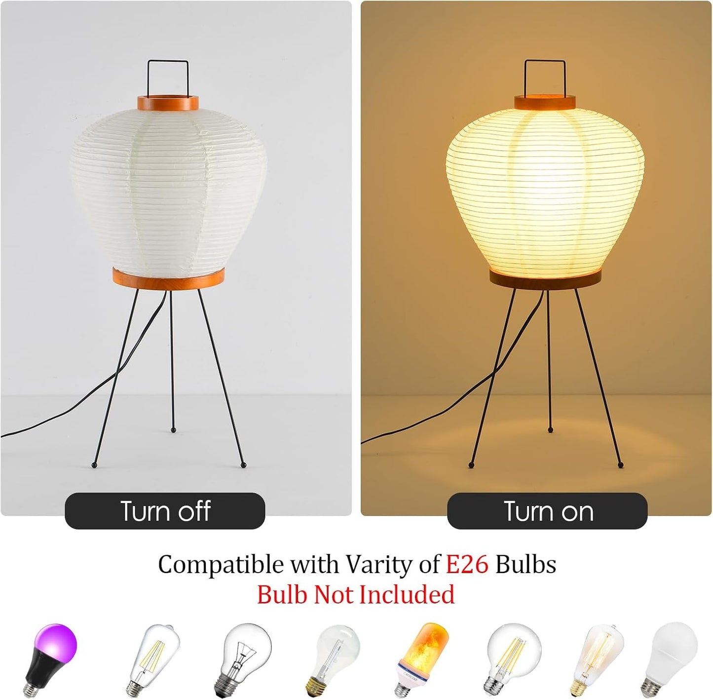 13" Rice Paper Floor Light,Nordic Design Rice Floor Lamp,Round Paper Lantern Bedside Light,Living Room Desk Lamp Bedrooms Paper Desktop Lamp