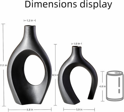 Levvohd Hollow Ceramic Vase Set of 2, Modern Nordic Minimalist Book Style Boho Aesthetic Vases for Home Decor Living Room Shelf Entryway Coffee Centerpiece Table Decorative (Cream White)
