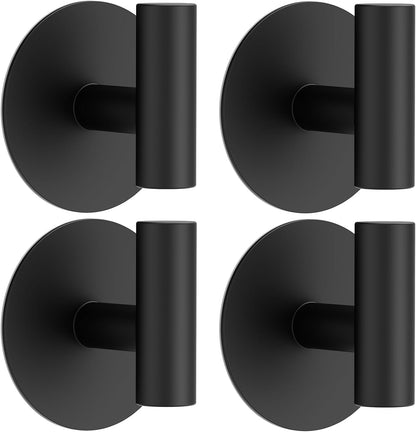 Bntuk Wall Towel Hooks, Adhesive Hooks for Coat Waterproof Shower Hooks, Sticky Hanger Hook for Hanging Coat, Clothes, Robe, Towel Hooks for Bathroom Glass Window - 2 Pack, Black