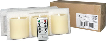 Stonebriar 6 Count White Real Wax 3x3 Flameless LED Pillar Candles with Remote and Timer