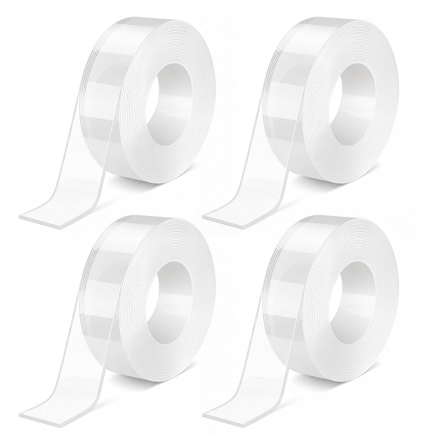 Double Sided Nano Tape, Clear, Removable, No Residue, Reusable, 300cm/9.85 Ft Roll, for Wall Hanging, Posters, Carpet, Home Decoration 4pack
