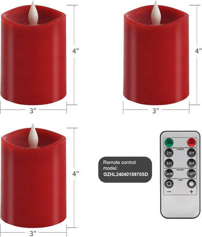 3x3 Flickering Flameless Candles Set of 2, 2AA Battery Life 600 Hours Battery Candles Flickering with Timer,3 inch Flameless Candles with Remote for Indoor/Outdoor, Ivory