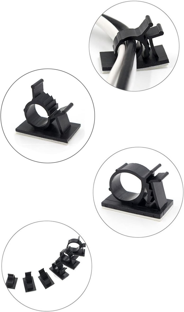 Cable Clips,GLE2016 Self-Adhesive Wire Holder Cable Organizer Cord Management Clamps with Adjustable Backed 20 Pack Black