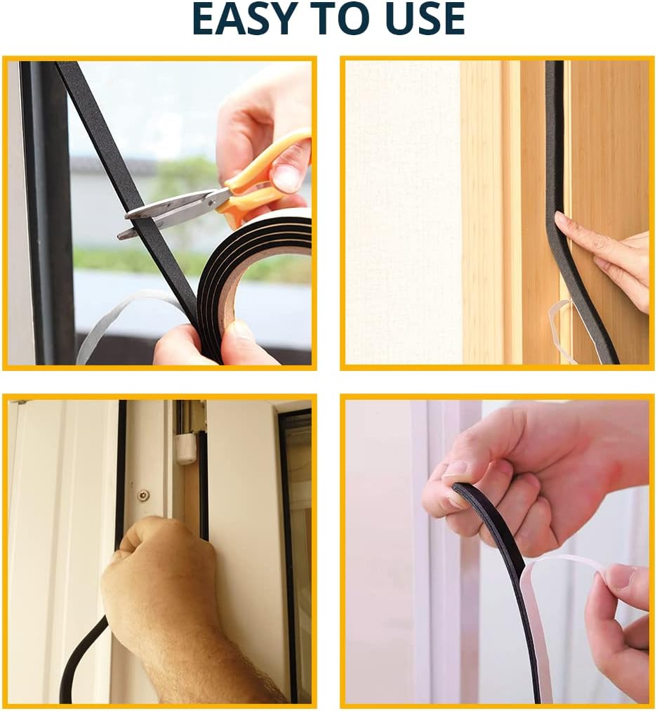 Alenor EPDM Black Foam Insulation Tape Self Adhesive 1/8"x1" x 50' Ft –Pack of 1- Weather Stripping for Doors & Windows,Soundproofing,Door Seal,Weatherstrip,Pipe Cooling,Air Conditioning Seal Strip