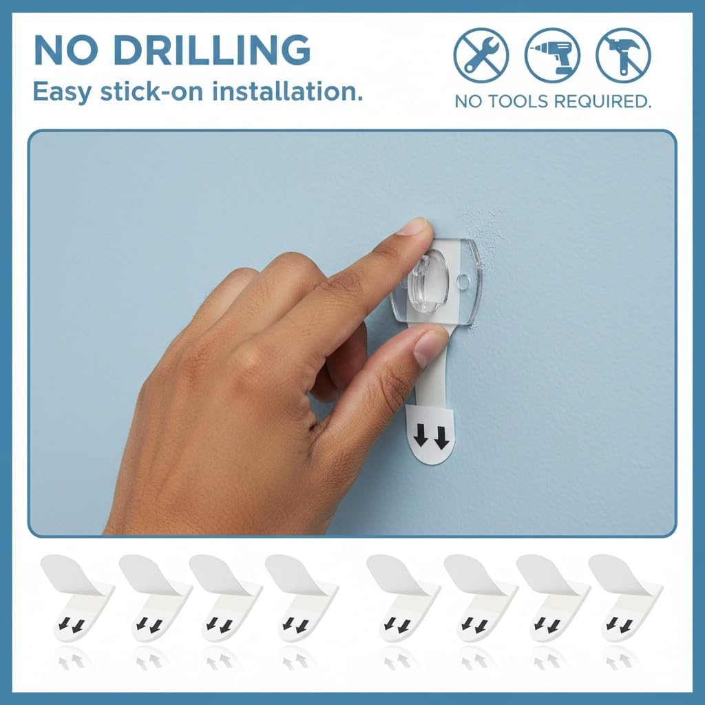 100 Pack Clear Cable Clips Adhesive with 120 Removable Strips, Small Transparent Cord Management Clips for Wall & Desk, Damage Free Self Adhesive Wire Holders