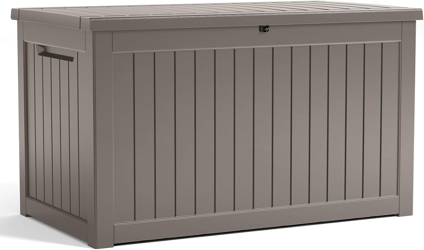 60 Gallon Outdoor Waterproof Storage Box, UV Resistant Resin Deck Box with Built-in Handle, Outdoor Storage Container for Patio Furniture, Garden Tools, Patio Cushions, Black