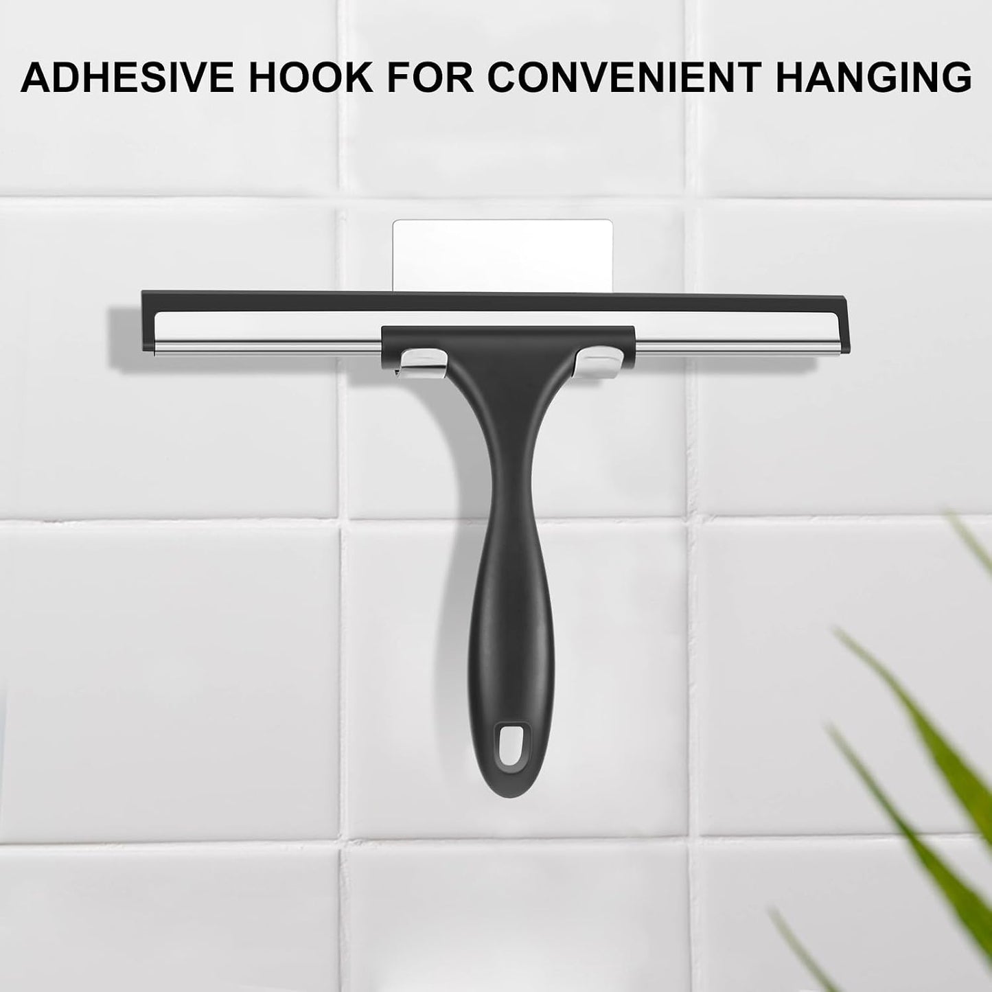 SetSail Squeegee for Shower Glass Door Stainless Steel Shower Squeegee for Glass Doors All-Purpose Window Squeegee for Tile Shower Walls, Sink, Mirror, Bathroom, Car Window Cleaning 10 Inches, Balck