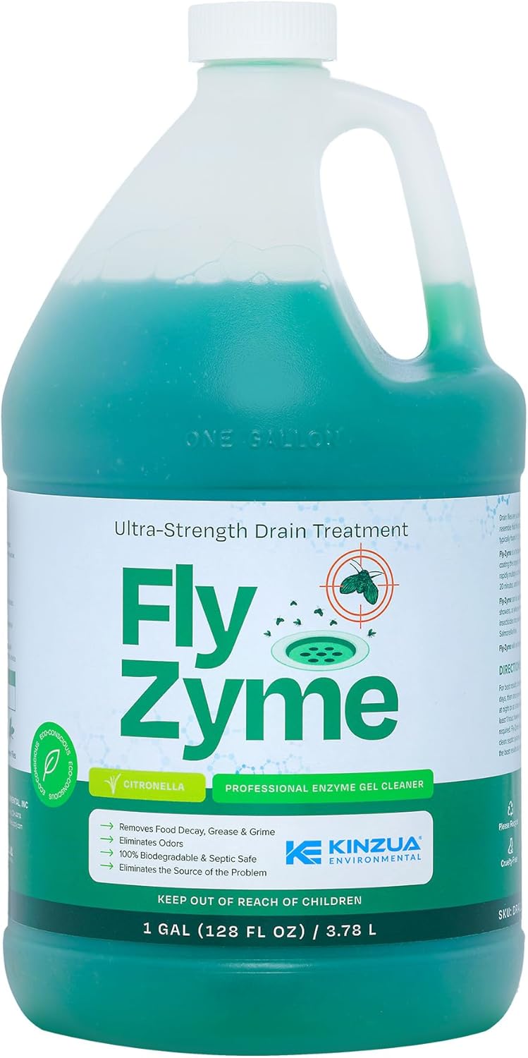 Fly-Zyme, Highly Concentrated Enzyme Drain Cleaner for Pipes, Drain Gel for Fruit Flies, Organic Waste Degrader & Odor Neutralizer, 32 fl oz, Pack of 2