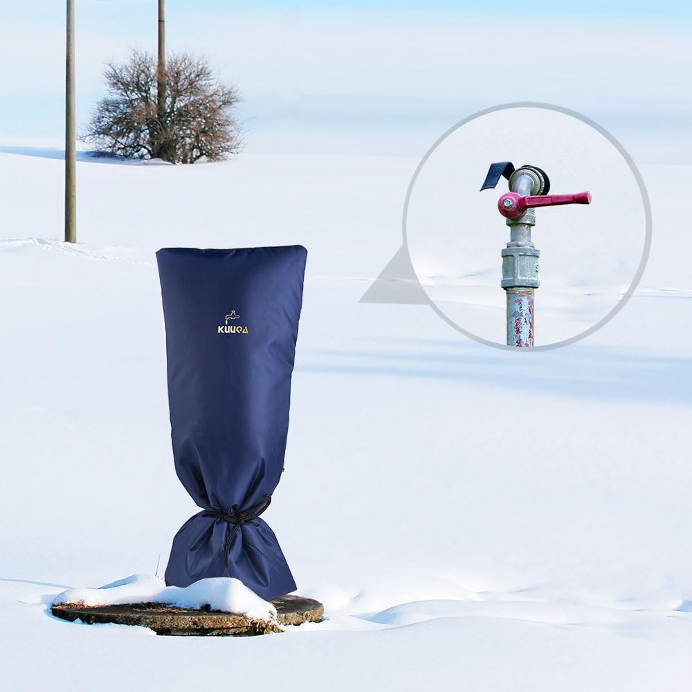 Kuuqa Large Size Outdoor Faucet Cover Faucet Socks Outdoor Hose Cover for Winter Freeze Protection,Deep Blue