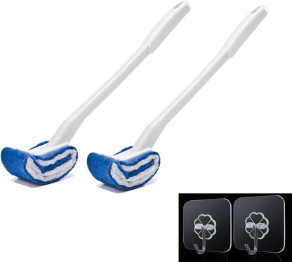 Toilet Brush Bowl Brush - Scratch-Free Curved Good Grip Easy to Use Deep Cleaning No Scratching, Anti-Splashing Easy to Store (2pc Blue)