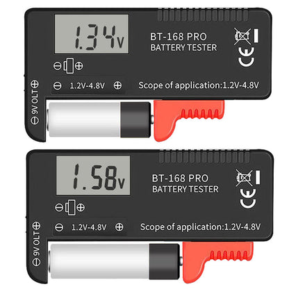 2PCS Battery Tester Checker Digital LCD Universal Battery Tester Monitor for AA AAA C D 9V 1.5V 1.2~4.8V Batteries Household Battery Testers Power Meter