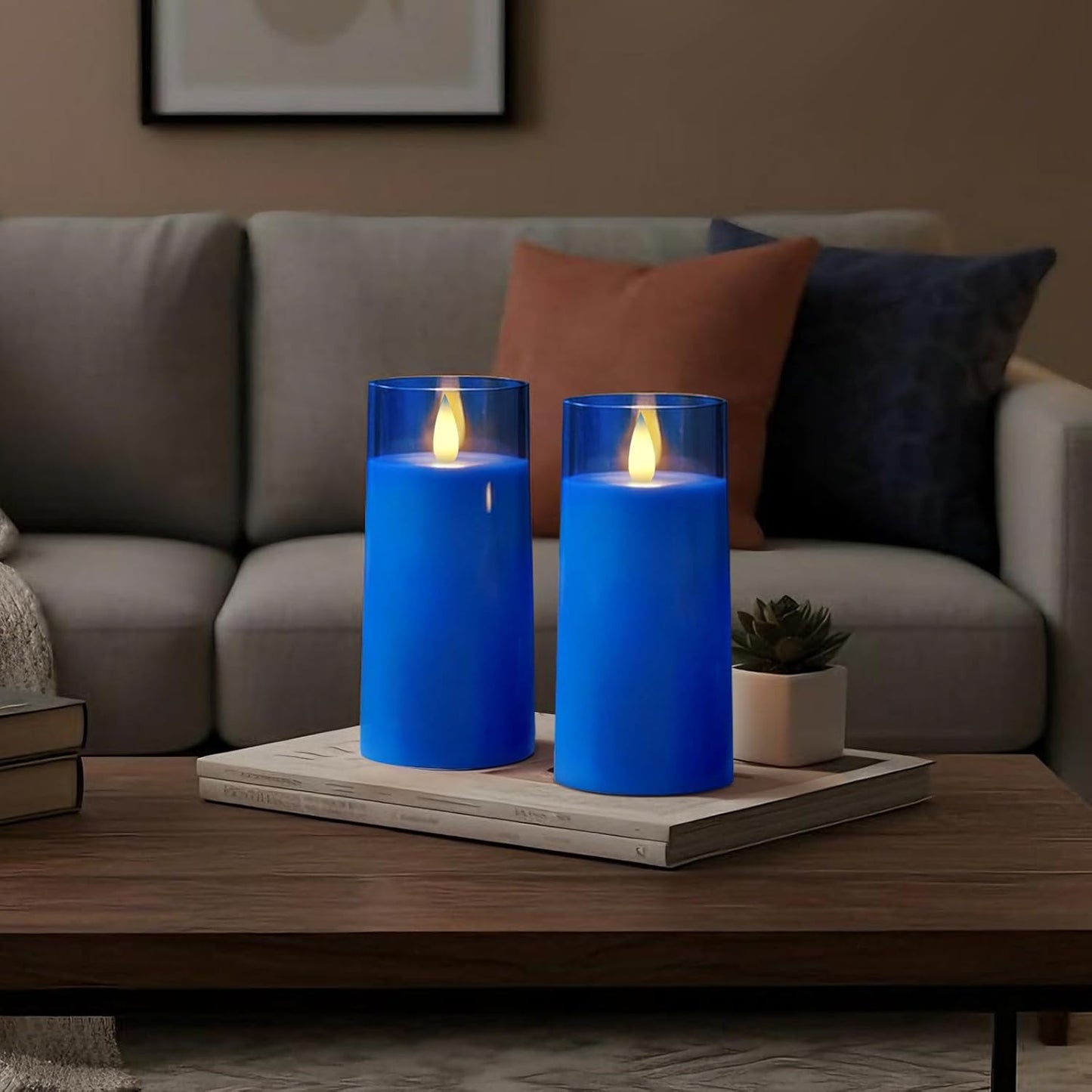 Raycare Flameless Electronic Pillar Candles with Remote Control and Timer- Battery Operated Realistic Flickering LED Fake Candle for Home, Wedding, Valentine's Day, Decor,White,Set of 2(3"x6"6")