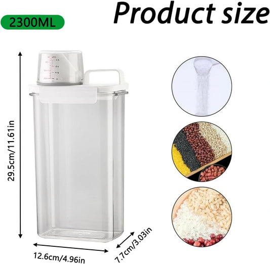 78oz Clear Laundry Detergent Dispenser, Double Sealed Storage Container with Wide Mouth & Funnel Design, Transparent Leak-proof Organizer for Laundry Room, Fabric Softener, Bleach (78OZ)