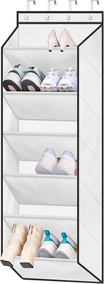 SLEEPING LAMB Over The Door Shoe Organizer for Closet with Large Deep Pockets, Narrow Shoe Rack for Door Hanging Boots Storage, Black