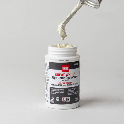 Pipe Thread Sealant 4 fl oz, Brush-Top Can, Great White Pipe Joint Compound, White, Liquid - 1 Each