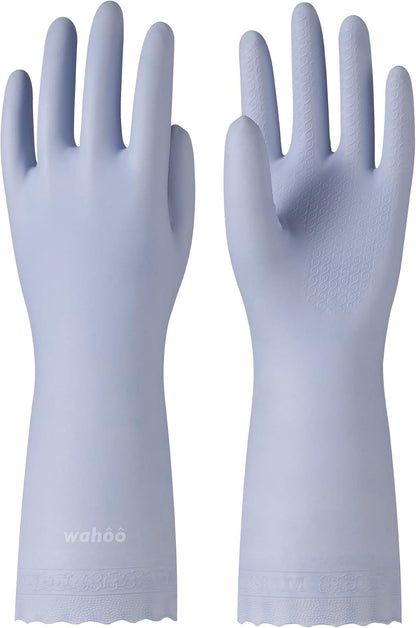 LANON Protection wahoo PVC Dishwashing Cleaning Gloves, Reusable Unlined Kitchen Gloves, Non-Slip, Large
