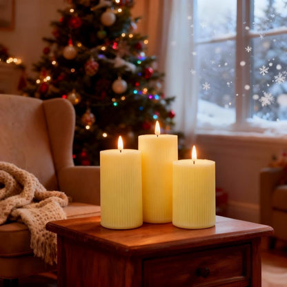 ANGELLOONG Flickering Flameless Candles, Realistic Battery Operated Candles with Remote and Timer, Set of 3 LED Candles for Room Fall Home Wedding Decor Centerpieces Table Party Valentines Decorations