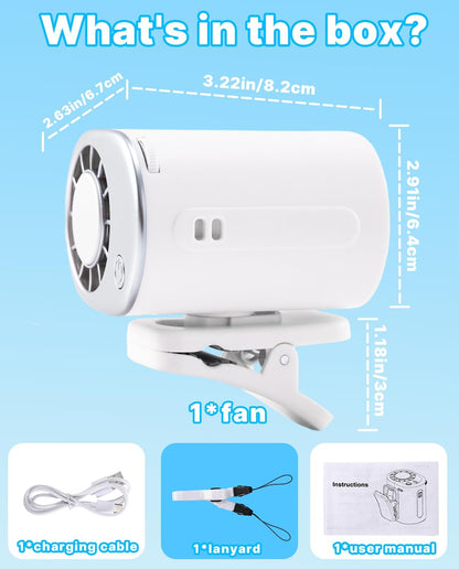Car Clip on Cooling Fan with LED Display - 360° Rotation, 199 Speeds & Semi-Cooling Technology, 2000mah Rechargeable Personal Mini Fan, Portable Clip on Fans for Cars, Travel, Camping