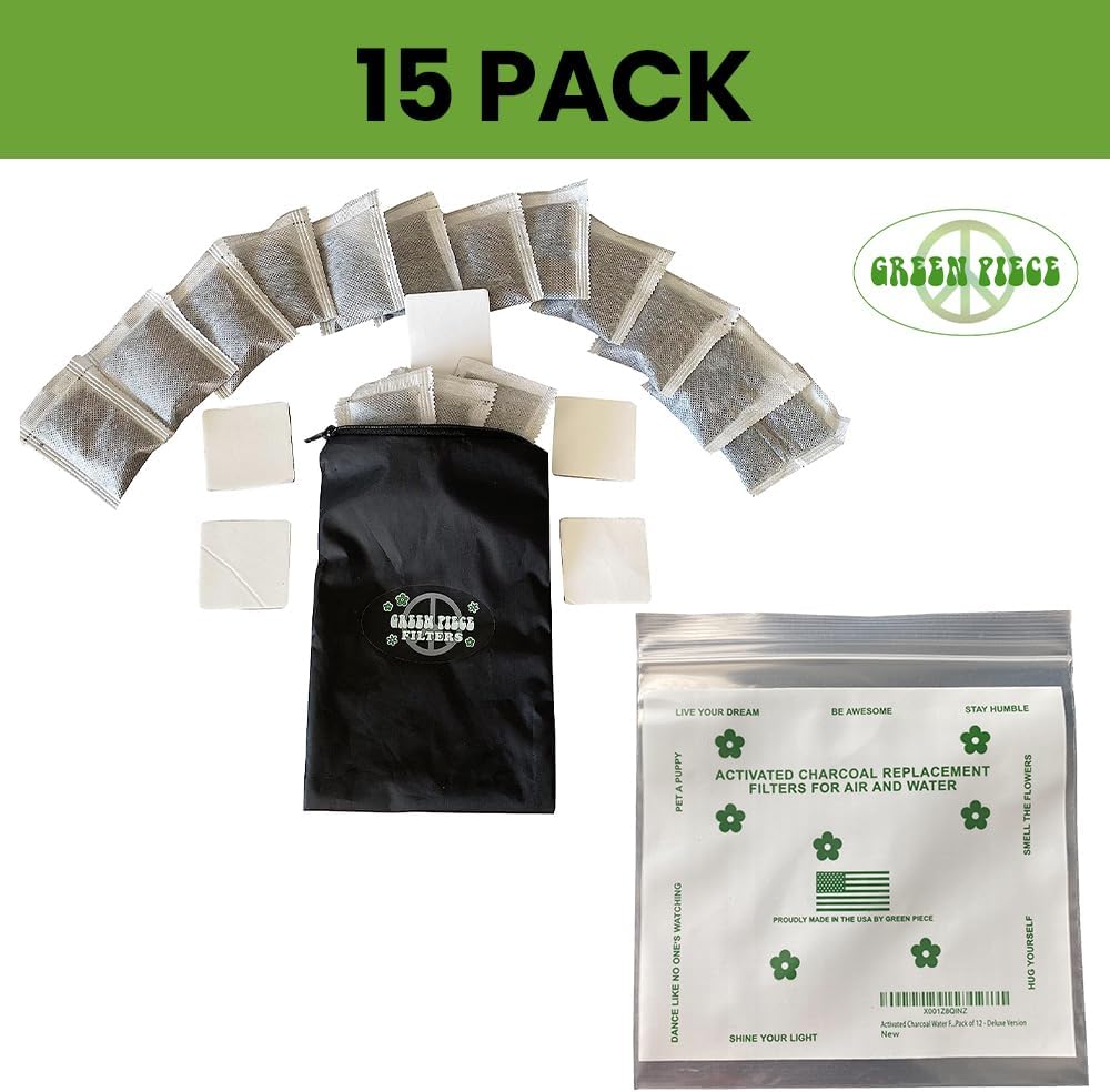 Green Piece® 24 Pack Overstuffed All-Natural Diaper Pail Deodorizer | Activated Charcoal Air Purifier Compatible with Diaper Pails, Shoe Closets, Trash Cans, Pets - Made in The USA by Green Piece