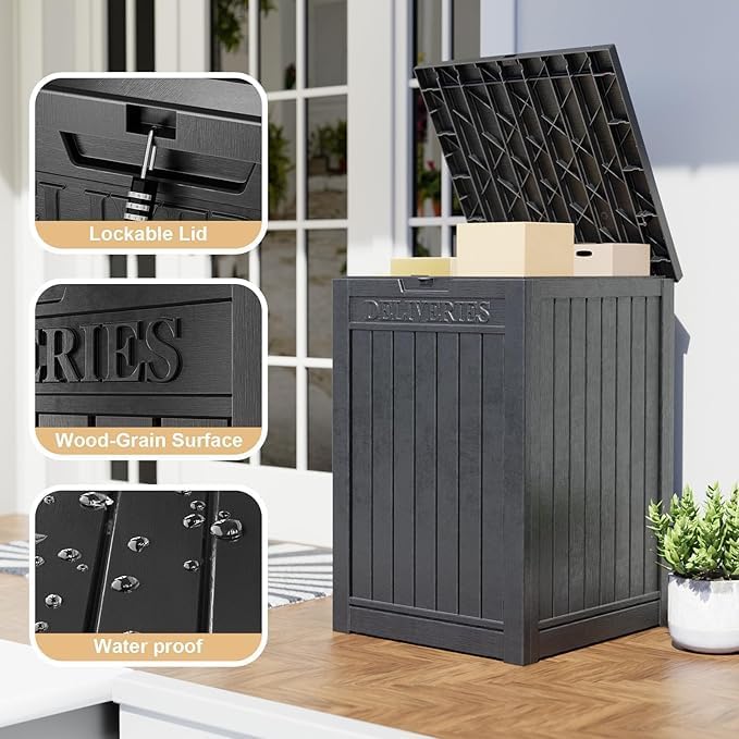 DRATO 180 Gallon Outdoor Storage Box, Large Waterproof Deck Box, Lockable Resin Storage Container with Reinforced Support for Patio Cushions, Garden Tools, UV-Resistant Outdoor Chest（Black，180 Gallon）