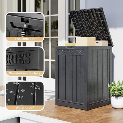 DRATO 180 Gallon Outdoor Storage Box, Large Waterproof Deck Box, Lockable Resin Storage Container with Reinforced Support for Patio Cushions, Garden Tools, UV-Resistant Outdoor Chest（Black，180 Gallon）
